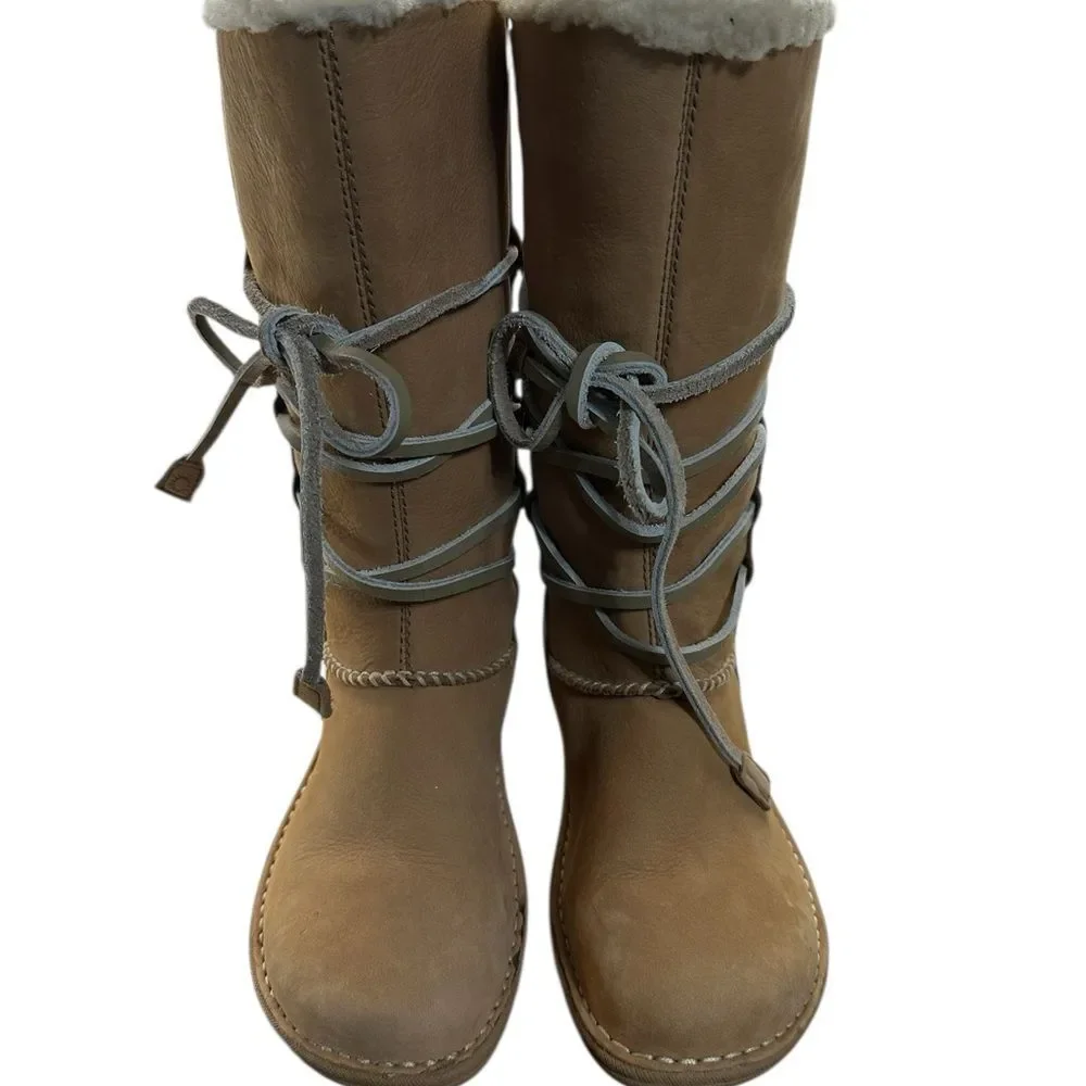 UGG Australia Catalina Tall Boots Honey Bun Womens 5 EU 36 Shearling Leather